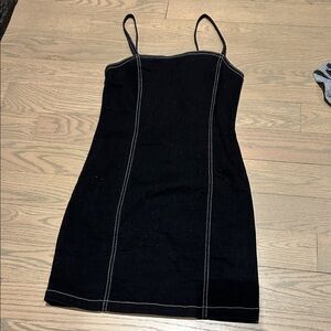 Noisy May Black Mini Dress with Contrast Stitching